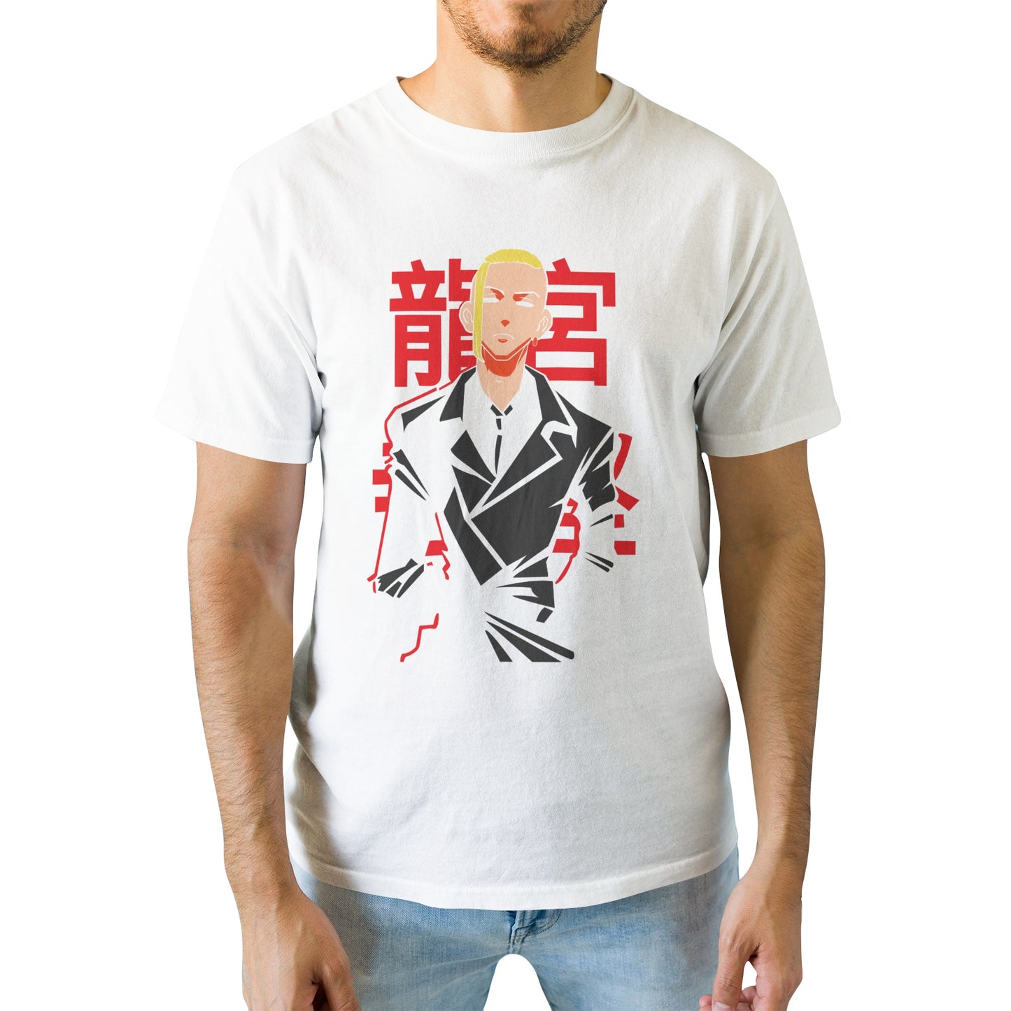 Kenshi Manga - T-shirt Custom - XS/3XL - Noir & Blanc & Bleu