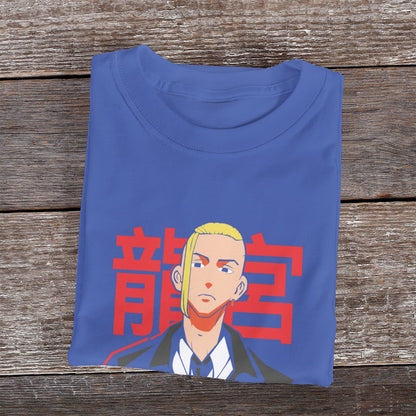 Kenshi Manga - T-shirt Custom - XS/3XL - Noir & Blanc & Bleu