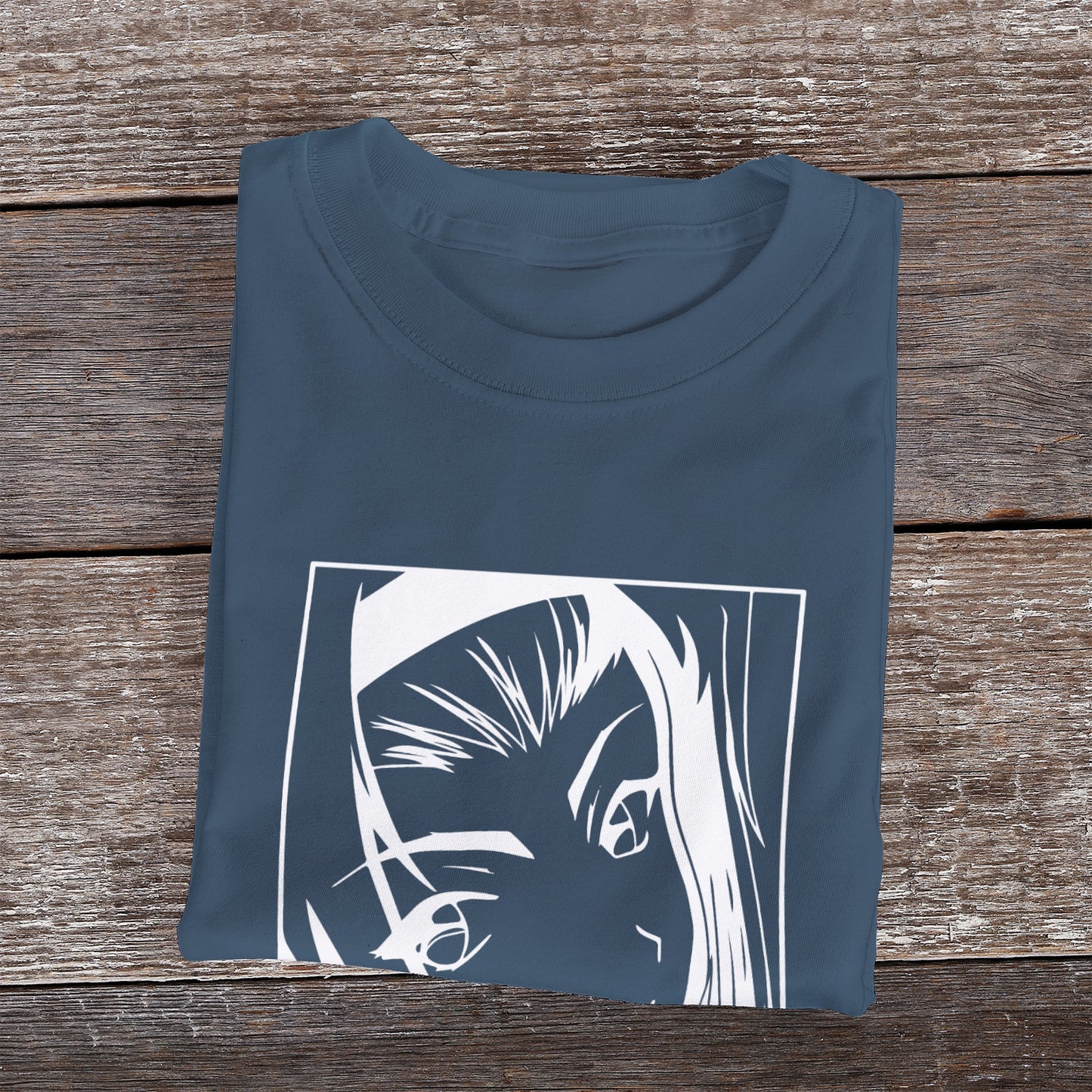 Kenshi Manga - T-shirt Custom - XS/3XL - Noir & Blanc & Bleu & Gris & Rouge