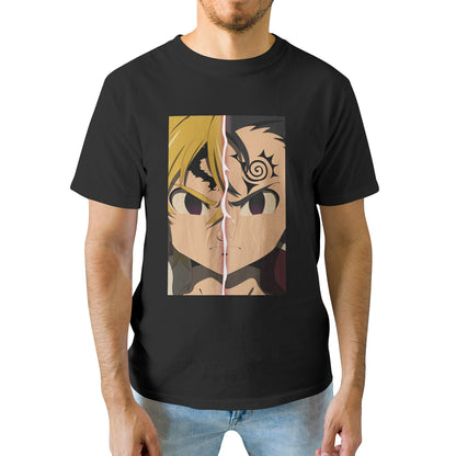 Kenshi Manga - T-shirt Custom - XS/3XL - Noir & Blanc & Bleu & Rouge