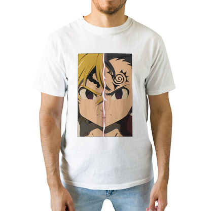 Kenshi Manga - T-shirt Custom - XS/3XL - Noir & Blanc & Bleu & Rouge