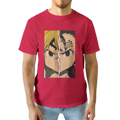 Kenshi Manga - T-shirt Custom - XS/3XL - Noir & Blanc & Bleu & Rouge