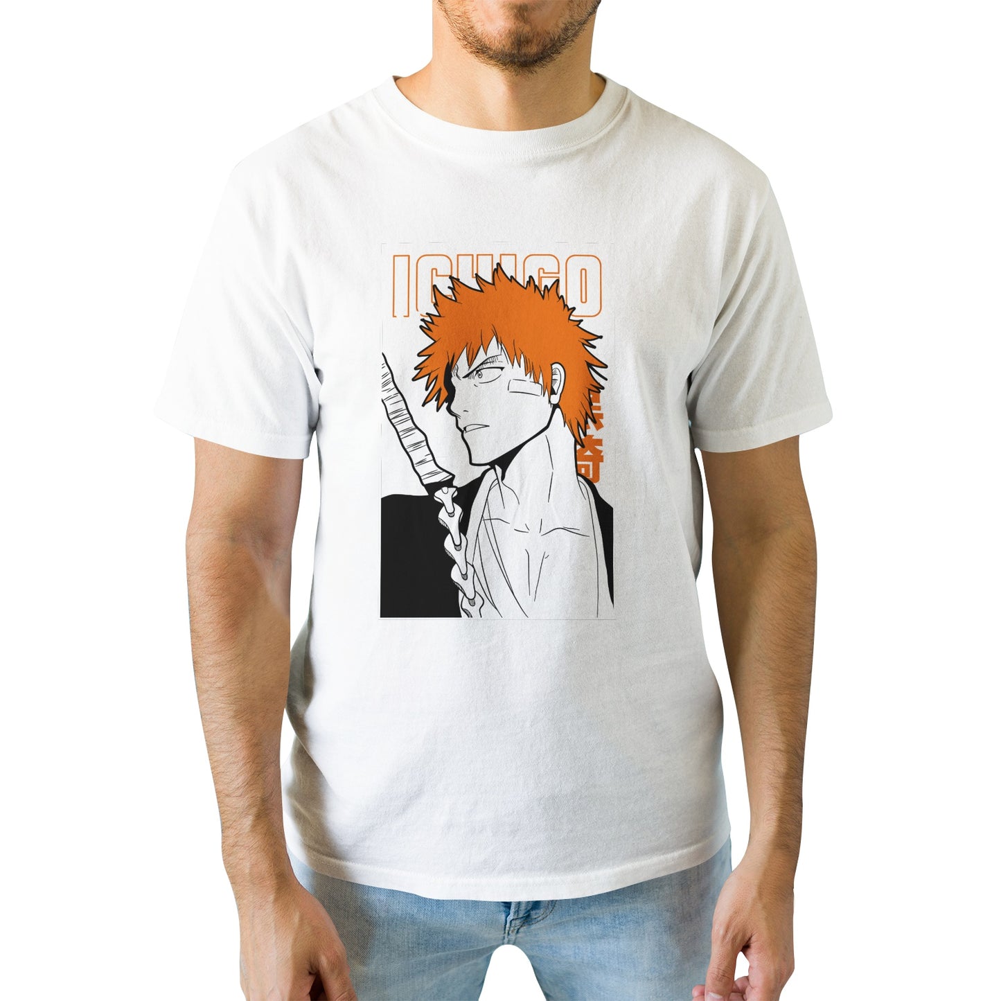 Kenshi Manga - T-shirt Custom - XS/3XL - Noir & Blanc & Bleu