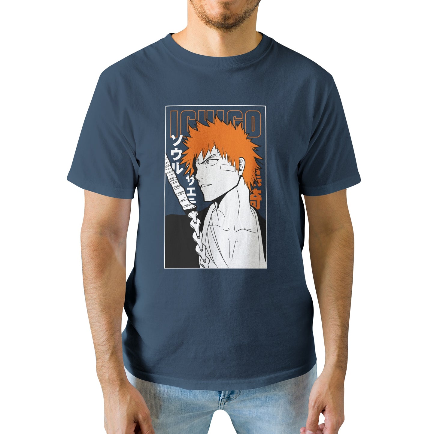 Kenshi Manga - T-shirt Custom - XS/3XL - Noir & Blanc & Bleu