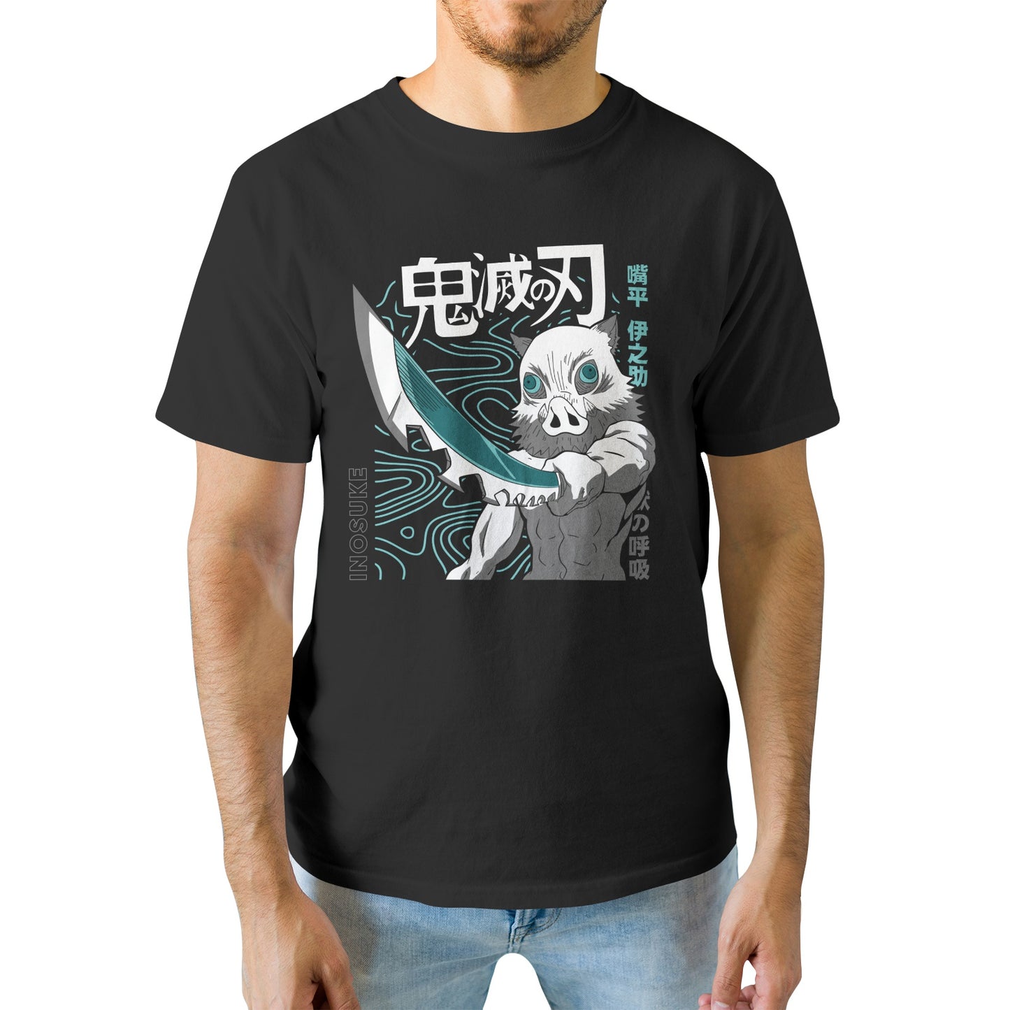 Kenshi Manga - T-shirt Custom - XS/3XL - Noir & Blanc & Bleu