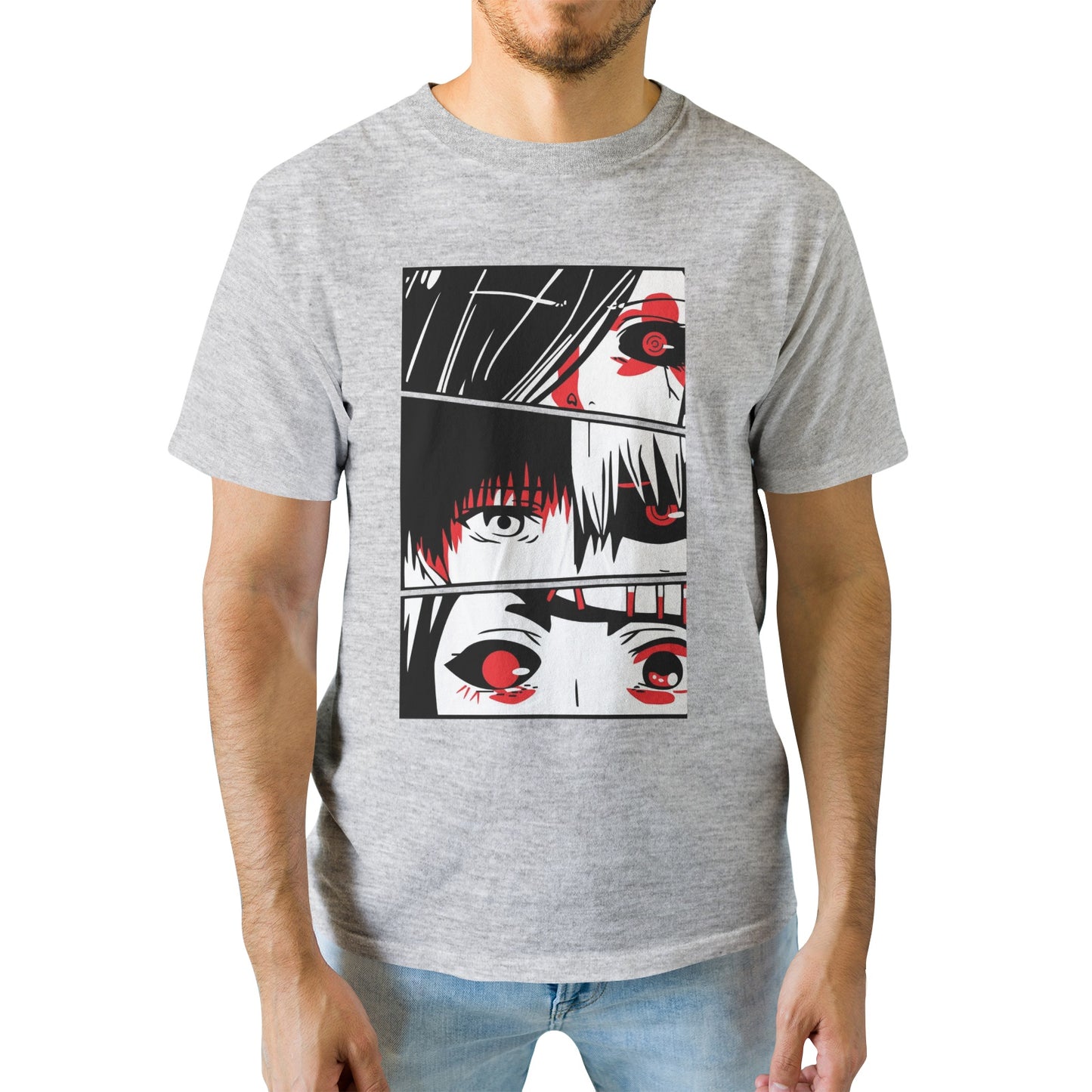 Kenshi Manga - T-shirt Custom - XS/3XL - Noir & Blanc & Gris