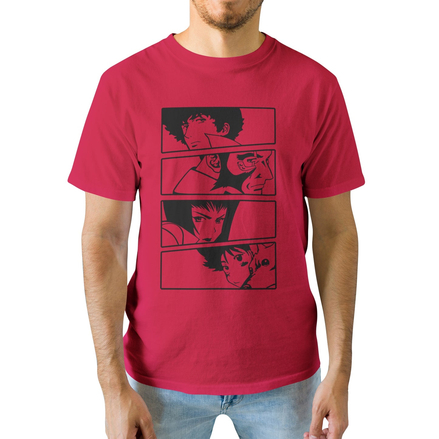 Kenshi Manga - T-shirt Custom - XS/3XL - Noir & Blanc & Bleu & Gris & Rouge