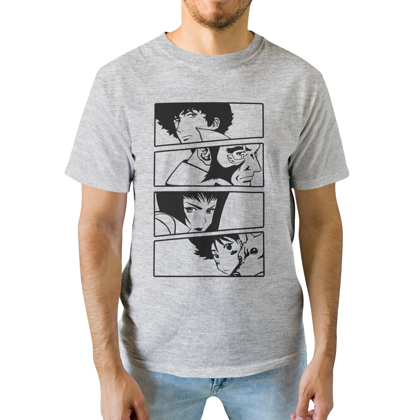 Kenshi Manga - T-shirt Custom - XS/3XL - Noir & Blanc & Bleu & Gris & Rouge