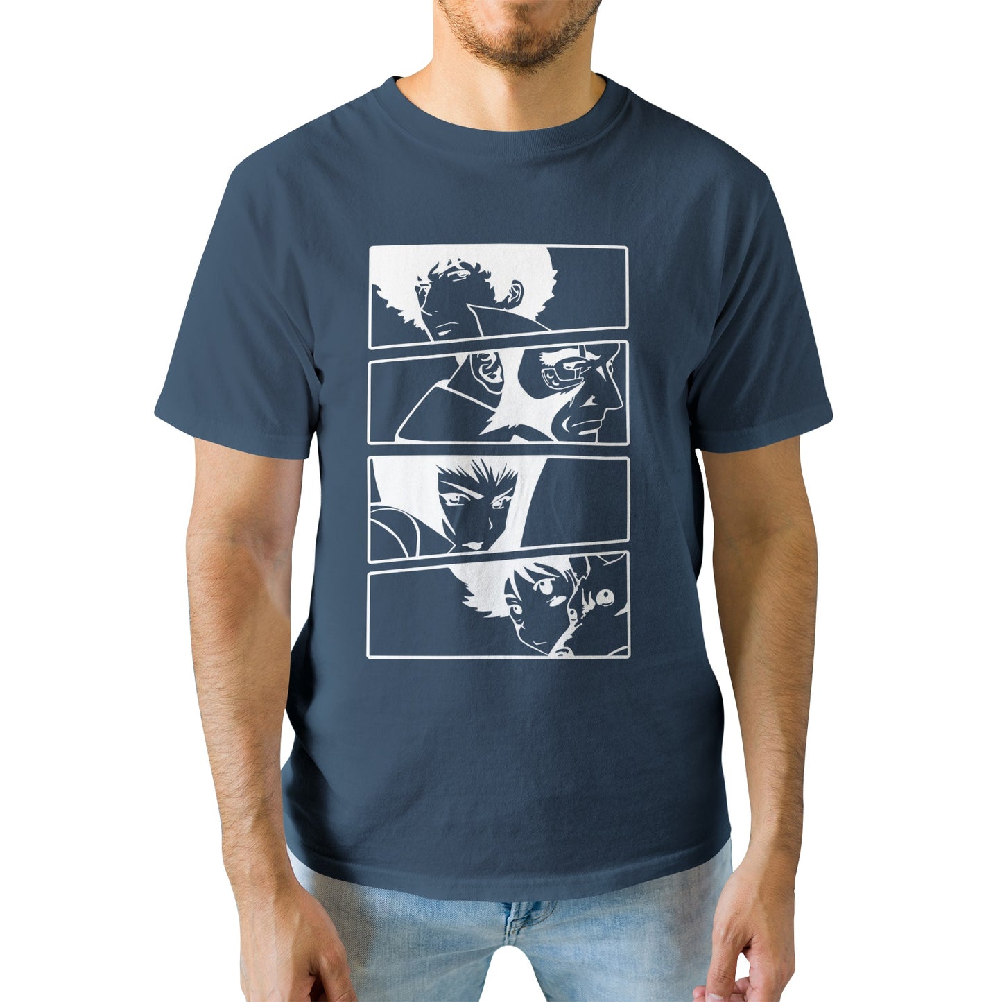 Kenshi Manga - T-shirt Custom - XS/3XL - Noir & Blanc & Bleu & Gris & Rouge