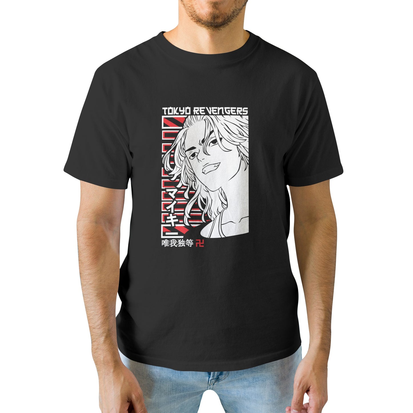 Kenshi Manga - T-shirt Custom - XS/3XL - Noir & Bleu & Rouge