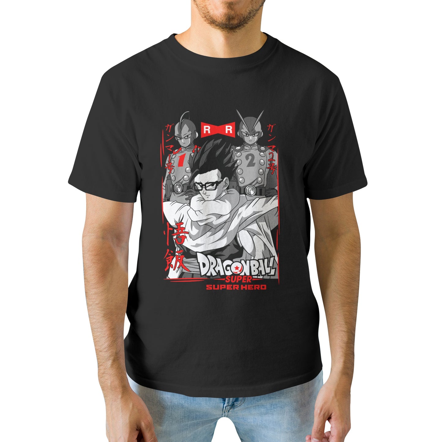 Kenshi Manga - T-shirt Custom - XS/3XL - Noir & Blanc & Bleu & Gris