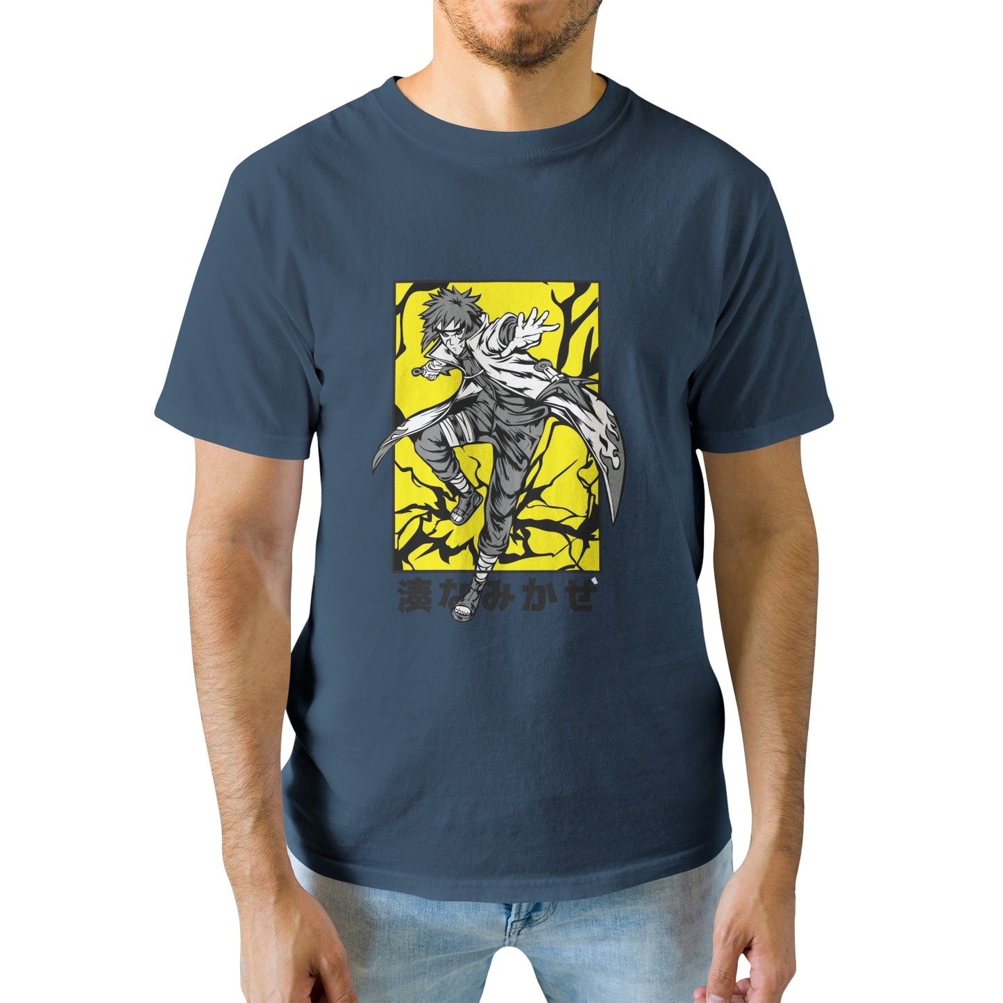 Kenshi Manga - T-shirt Custom - XS/3XL - Noir & Blanc & Bleu