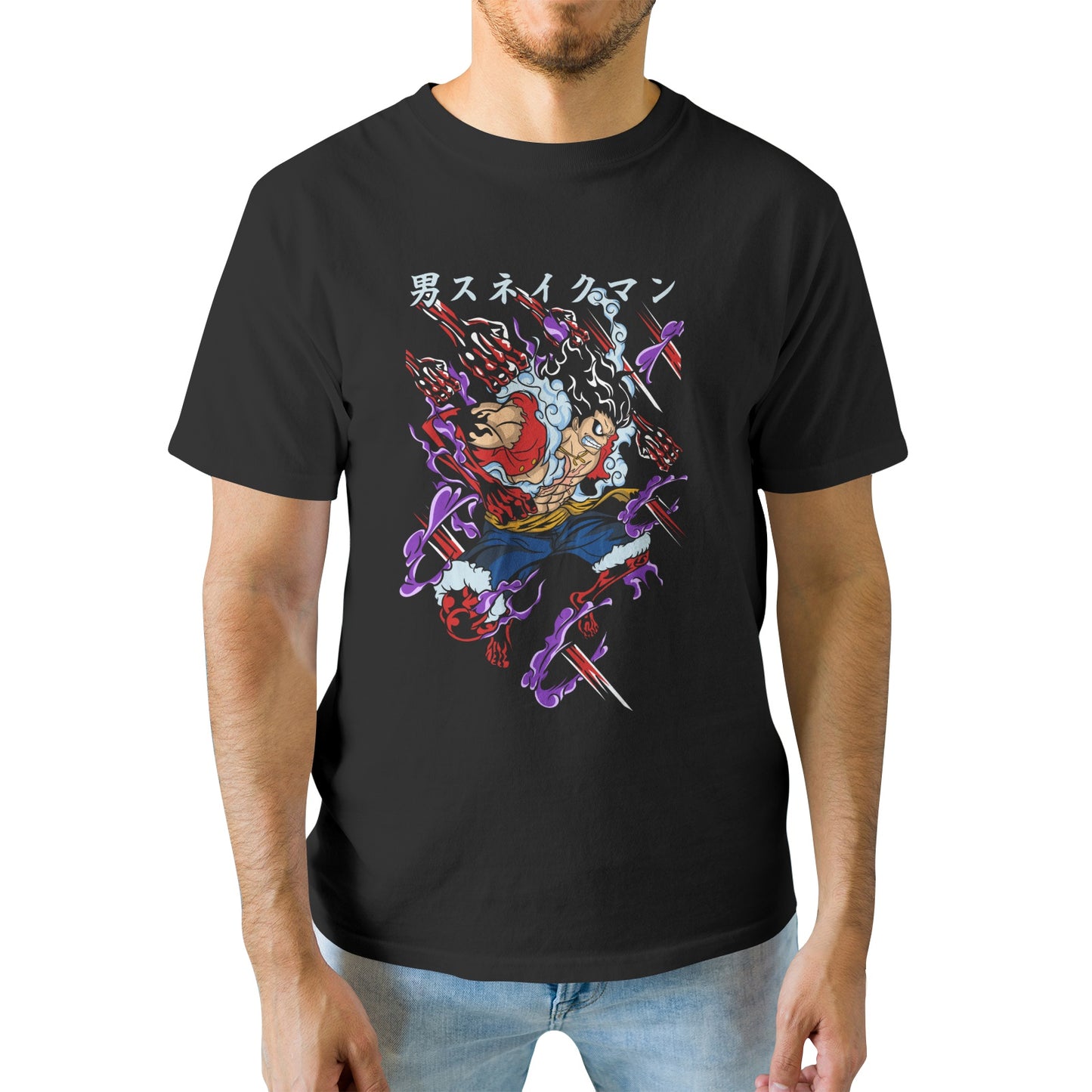 Kenshi Manga - T-shirt Custom - XS/3XL - Noir & Blanc & Rouge & Gris