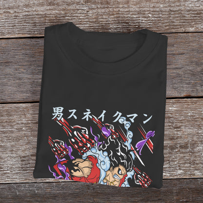 Kenshi Manga - T-shirt Custom - XS/3XL - Noir & Blanc & Rouge & Gris