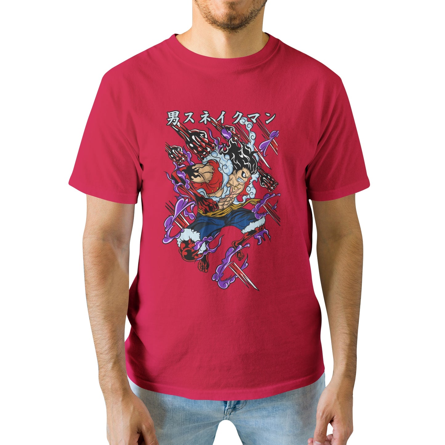 Kenshi Manga - T-shirt Custom - XS/3XL - Noir & Blanc & Rouge & Gris