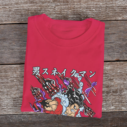 Kenshi Manga - T-shirt Custom - XS/3XL - Noir & Blanc & Rouge & Gris