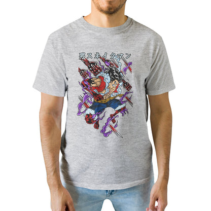 Kenshi Manga - T-shirt Custom - XS/3XL - Noir & Blanc & Rouge & Gris