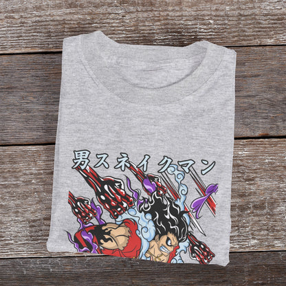 Kenshi Manga - T-shirt Custom - XS/3XL - Noir & Blanc & Rouge & Gris