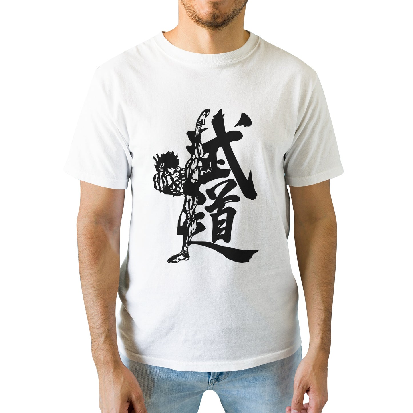 Kenshi Manga - T-shirt Custom - XS/3XL - Noir & Blanc & Bleu & Gris & Rouge