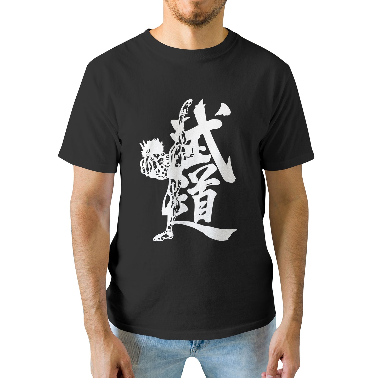 Kenshi Manga - T-shirt Custom - XS/3XL - Noir & Blanc & Bleu & Gris & Rouge