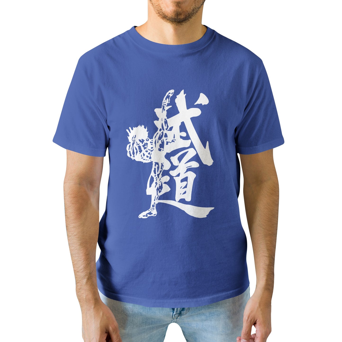 Kenshi Manga - T-shirt Custom - XS/3XL - Noir & Blanc & Bleu & Gris & Rouge